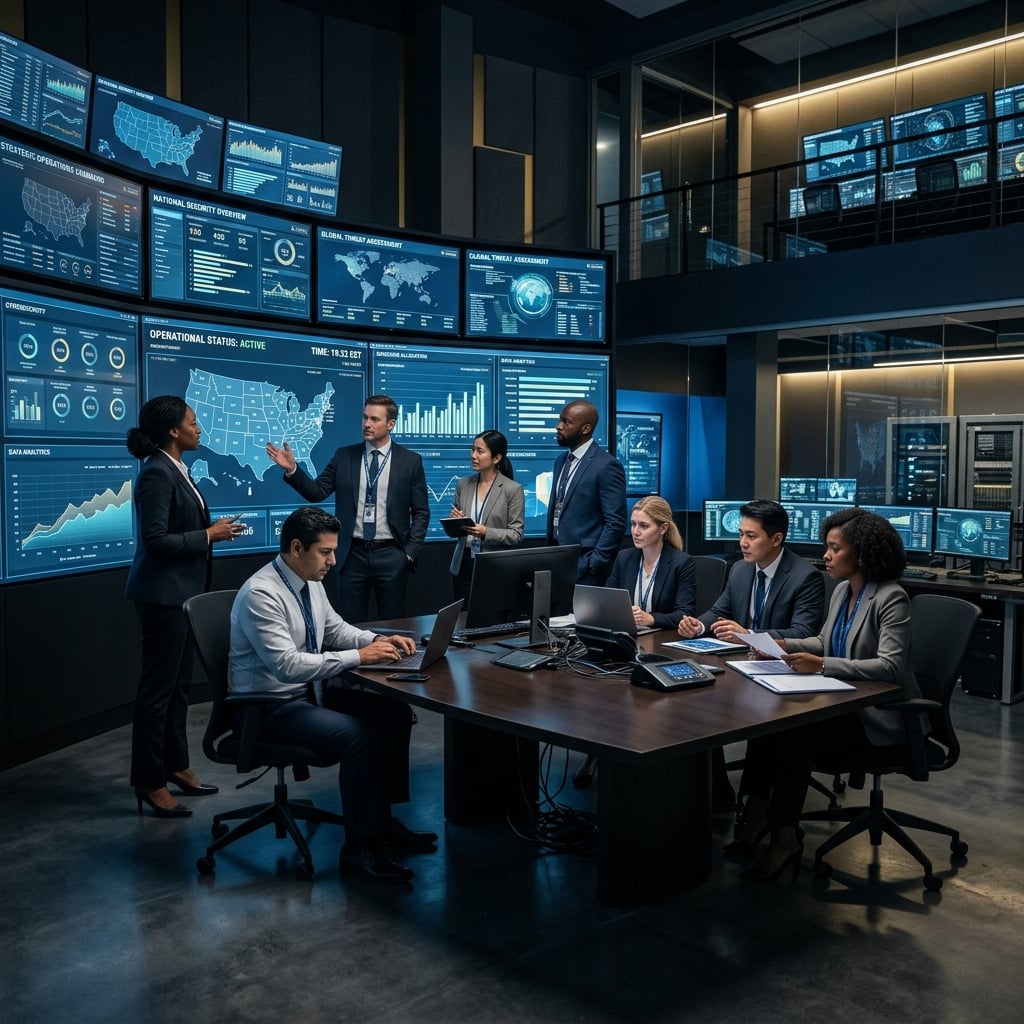 Treasure Gov team in a government command situation room